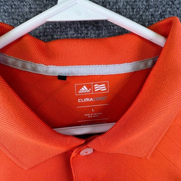 Adidas Golf Short Sleeve Men's Polo Shirt Orange Large Geometric Adult Polyester - Picture 6 of 16